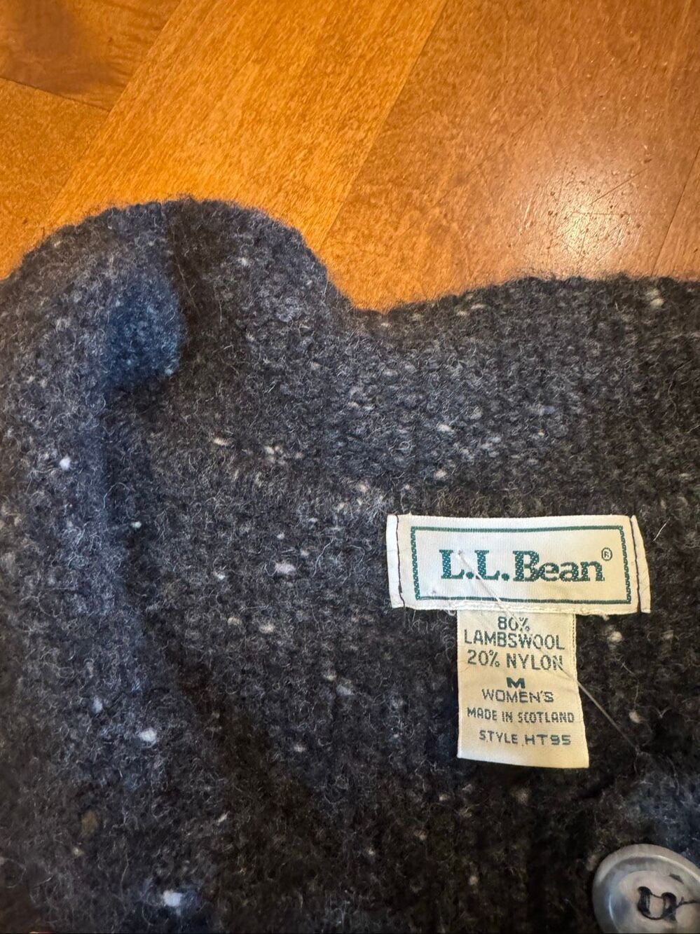Vintage L.L.Bean Women’s M Lambswool Cardigan Made Scotland Colorblock Wool - Picture 2 of 5